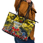 Cowboys ANZAC Day Leather Tote Bag Australian Army - Lest We Forget