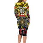 Personalized Cowboys ANZAC Day Long Sleeve Bodycon Dress Australian Army - Lest We Forget