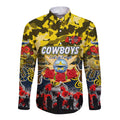 Personalized Cowboys ANZAC Day Long Sleeve Button Shirt Australian Army - Lest We Forget