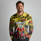 Personalized Cowboys ANZAC Day Long Sleeve Polo Shirt Australian Army - Lest We Forget