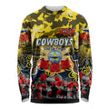 Personalized Cowboys ANZAC Day Long Sleeve Shirt Australian Army - Lest We Forget