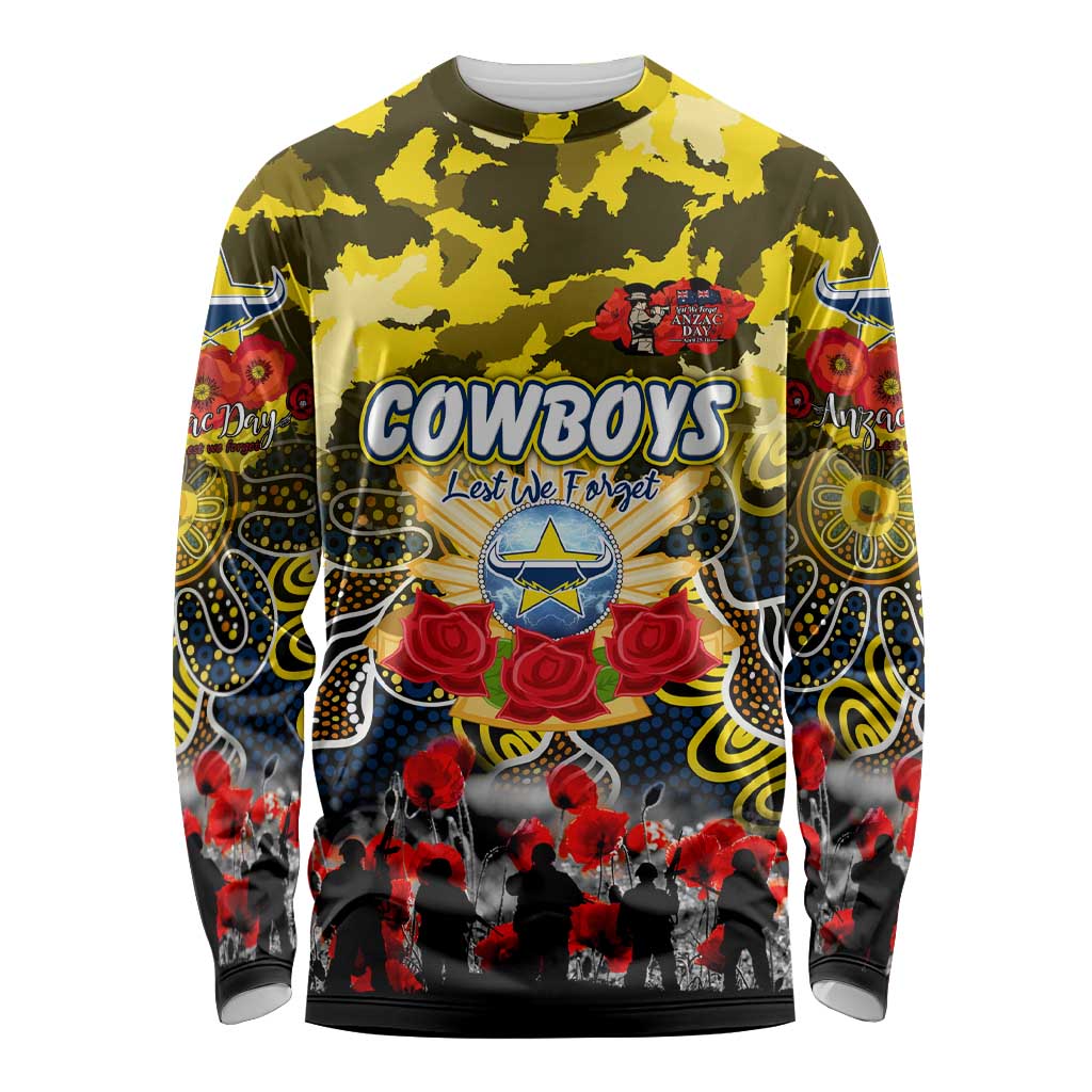 Personalized Cowboys ANZAC Day Long Sleeve Shirt Australian Army - Lest We Forget