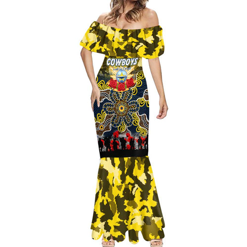 Personalized Cowboys ANZAC Day Mermaid Dress Australian Army - Lest We Forget
