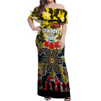 Personalized Cowboys ANZAC Day Off Shoulder Maxi Dress Australian Army - Lest We Forget