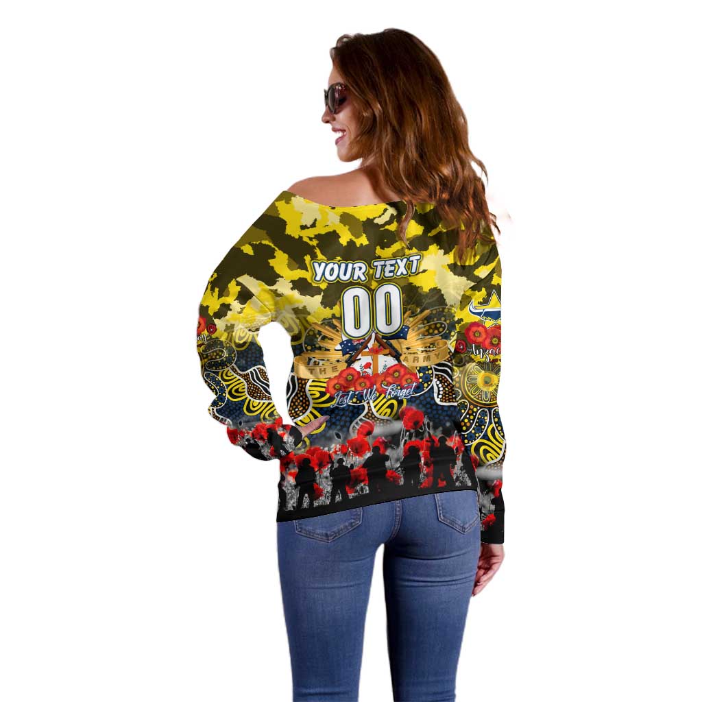 Personalized Cowboys ANZAC Day Off Shoulder Sweater Australian Army - Lest We Forget