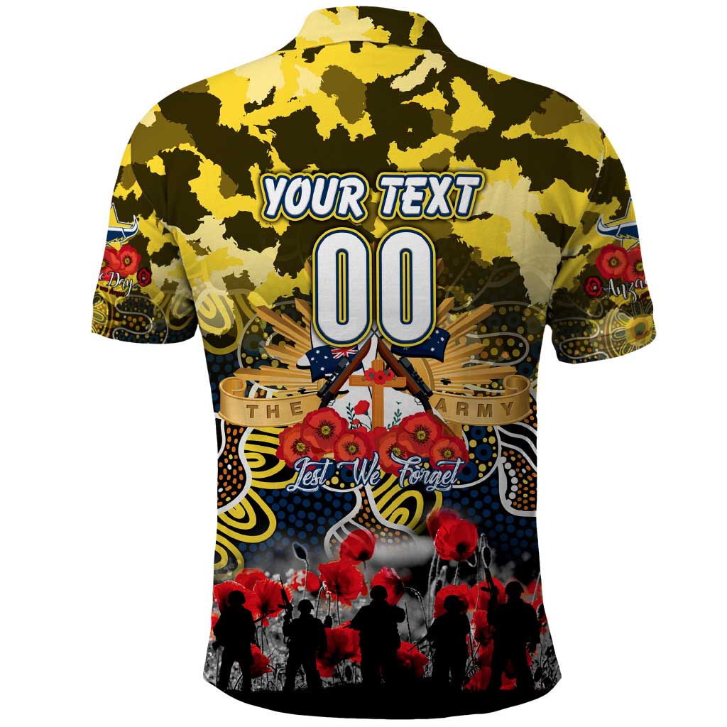 Personalized Cowboys ANZAC Day Polo Shirt Australian Army - Lest We Forget