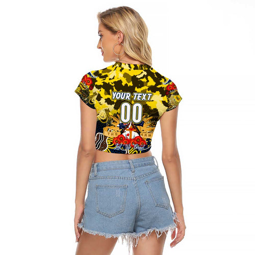 Personalized Cowboys ANZAC Day Raglan Cropped T Shirt Australian Army - Lest We Forget