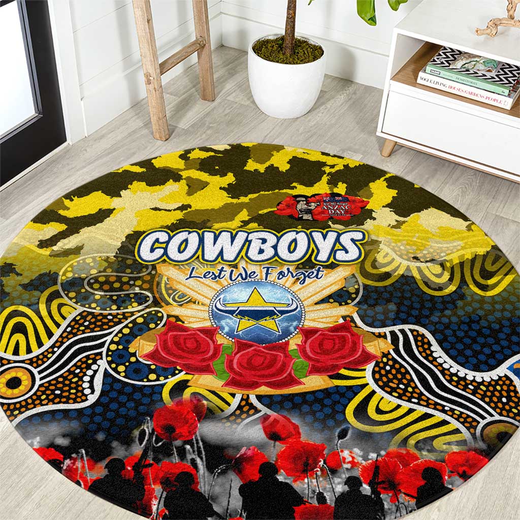 Cowboys ANZAC Day Round Carpet Australian Army - Lest We Forget