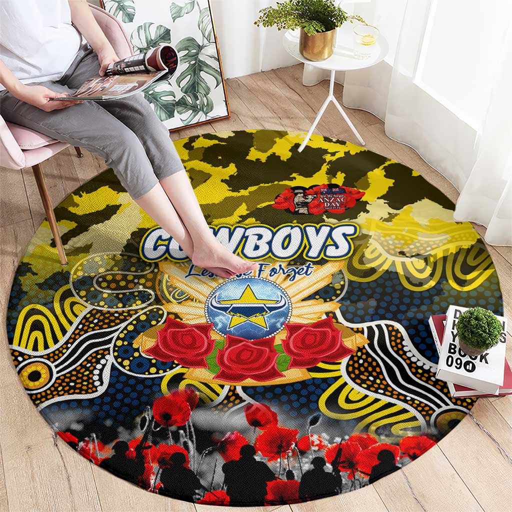 Cowboys ANZAC Day Round Carpet Australian Army - Lest We Forget
