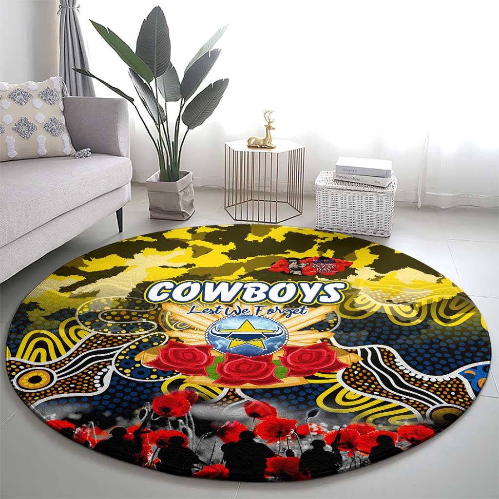 Cowboys ANZAC Day Round Carpet Australian Army - Lest We Forget