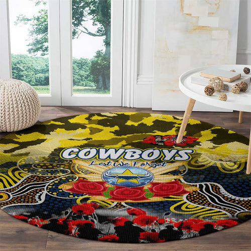 Cowboys ANZAC Day Round Carpet Australian Army - Lest We Forget