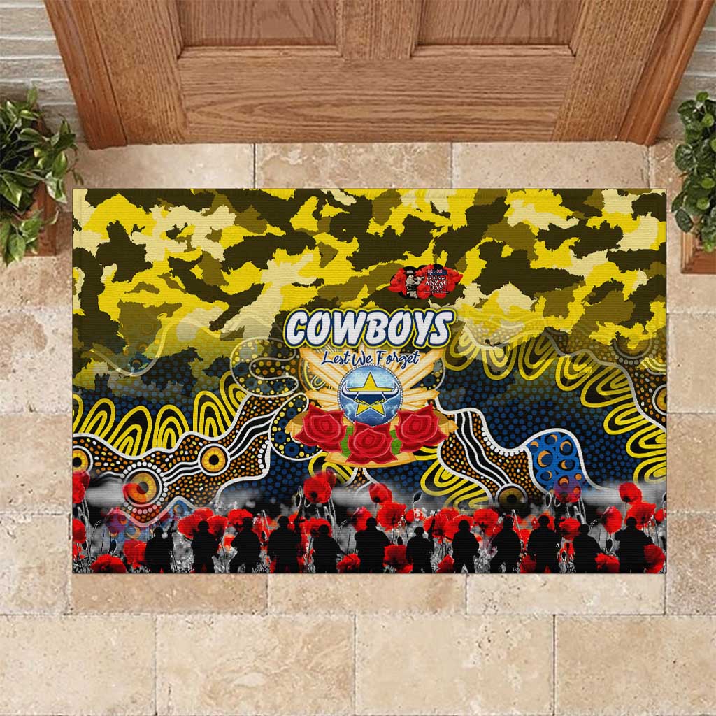 Cowboys ANZAC Day Rubber Doormat Australian Army - Lest We Forget