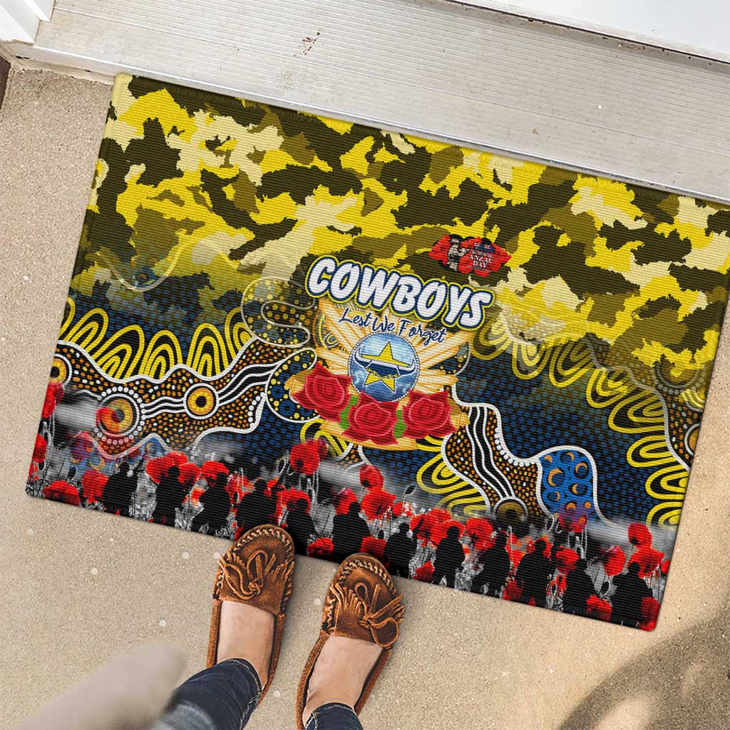 Cowboys ANZAC Day Rubber Doormat Australian Army - Lest We Forget