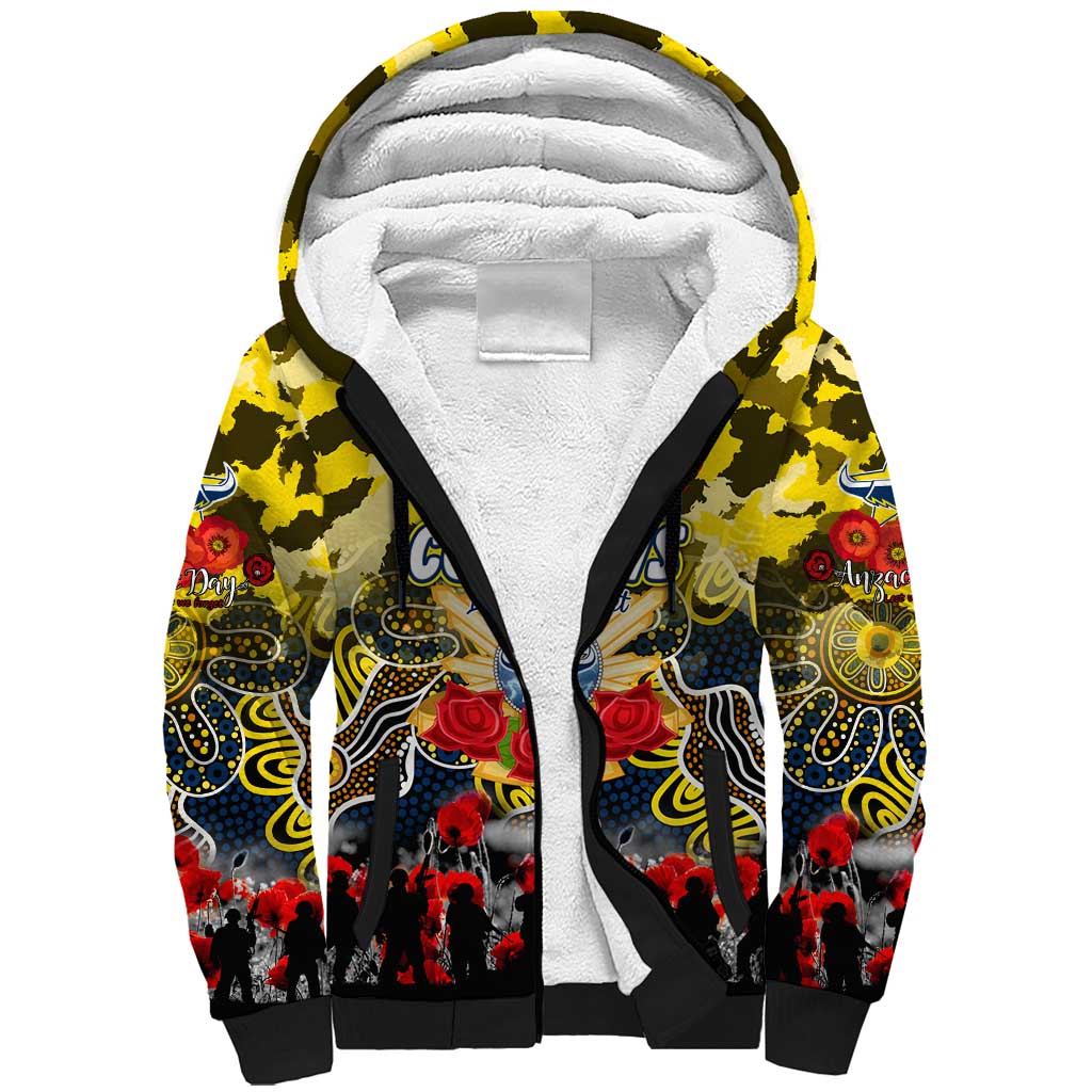 Personalized Cowboys ANZAC Day Sherpa Hoodie Australian Army - Lest We Forget