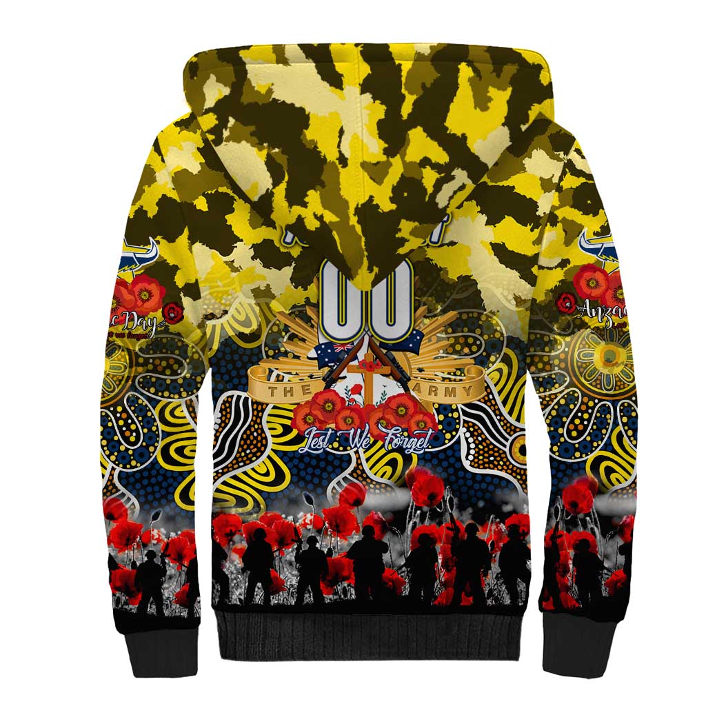 Personalized Cowboys ANZAC Day Sherpa Hoodie Australian Army - Lest We Forget