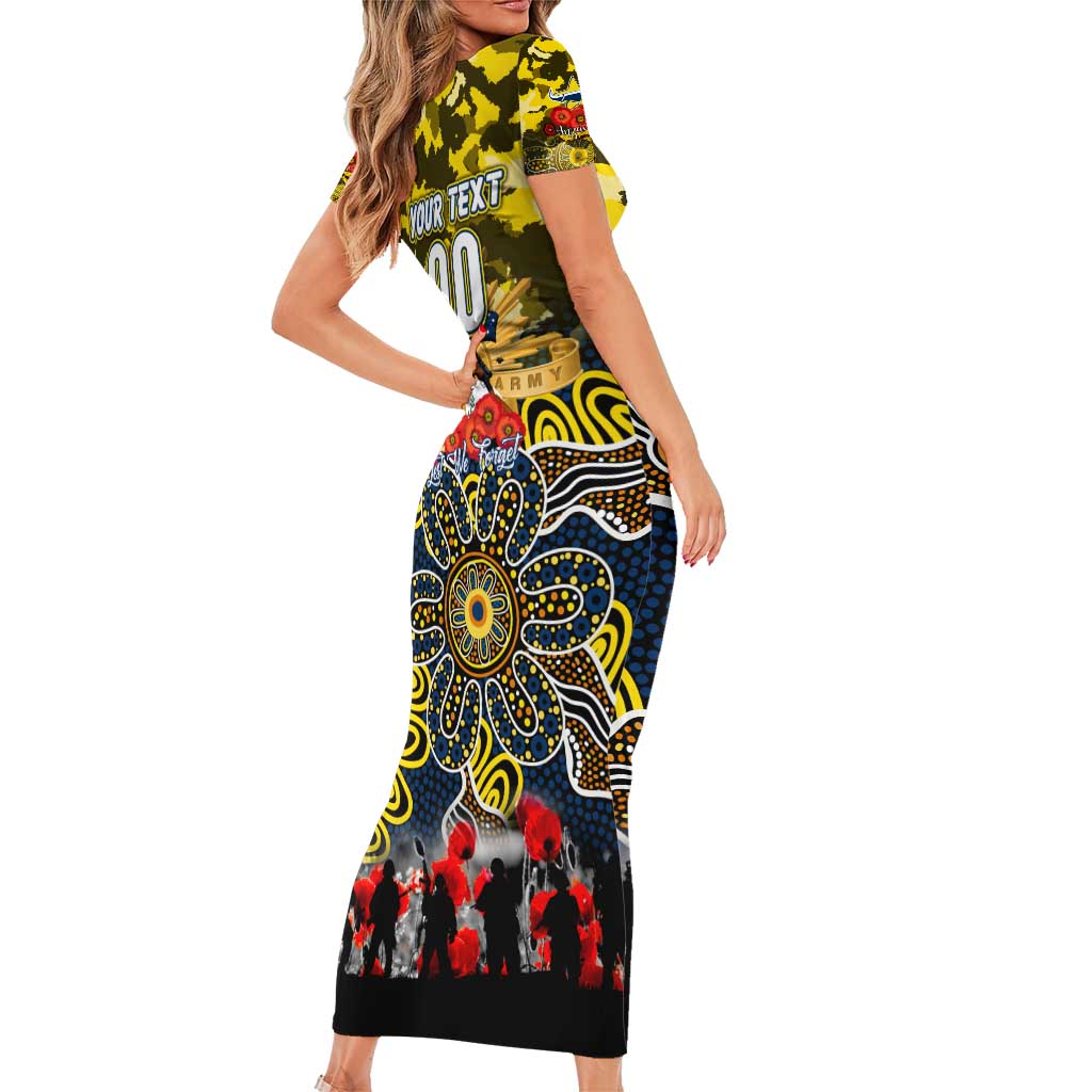 Personalized Cowboys ANZAC Day Short Sleeve Bodycon Dress Australian Army - Lest We Forget