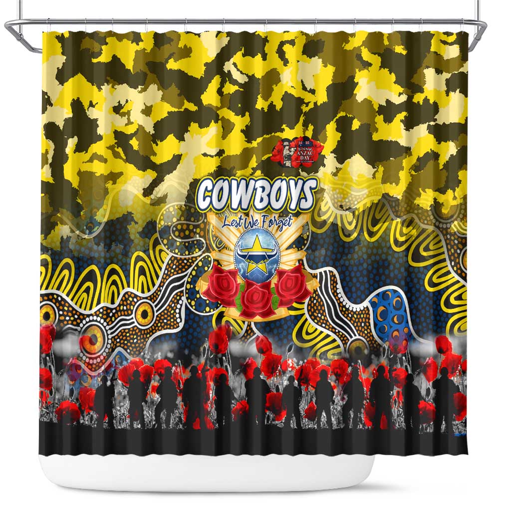 Cowboys ANZAC Day Shower Curtain Australian Army - Lest We Forget
