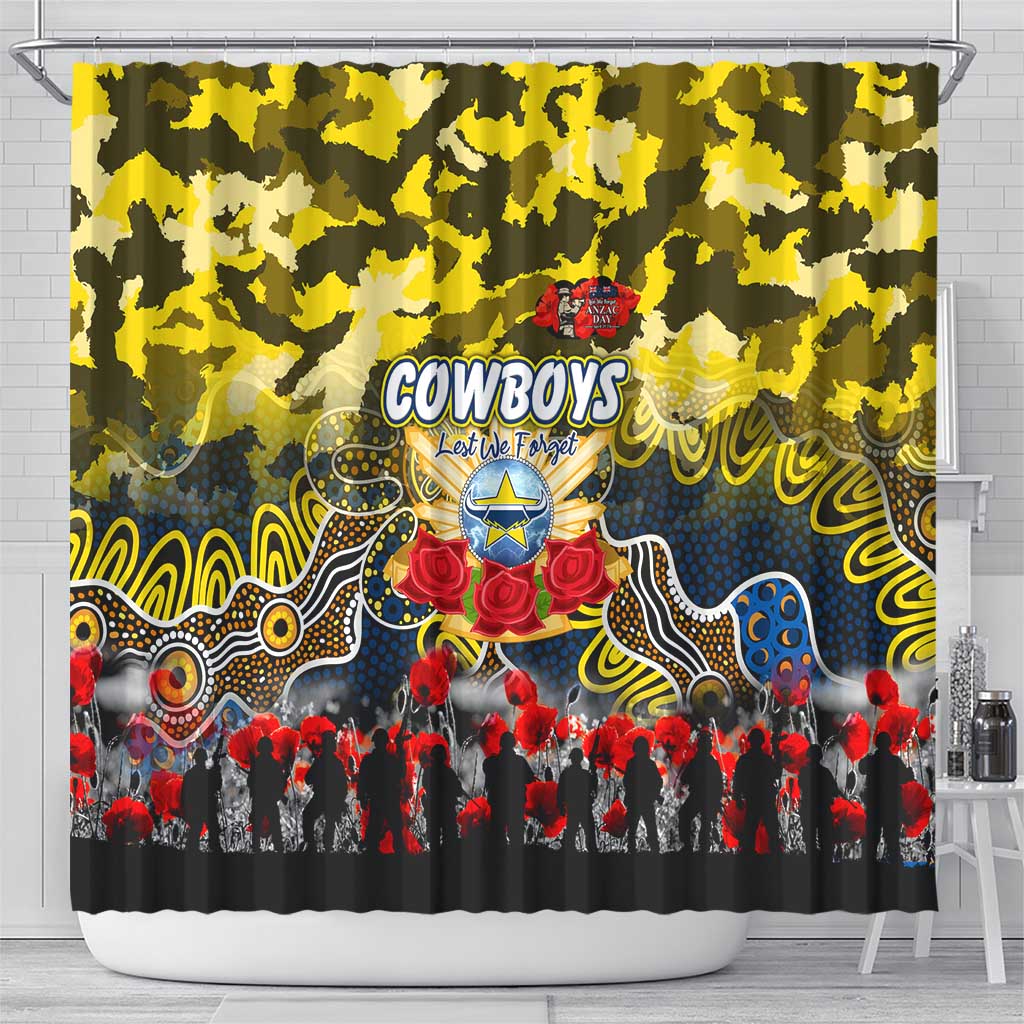 Cowboys ANZAC Day Shower Curtain Australian Army - Lest We Forget