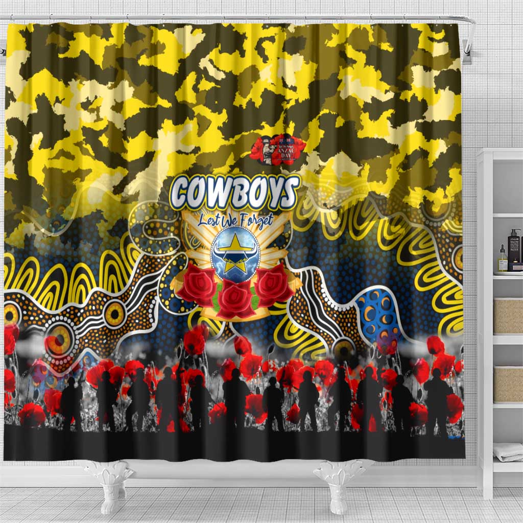 Cowboys ANZAC Day Shower Curtain Australian Army - Lest We Forget