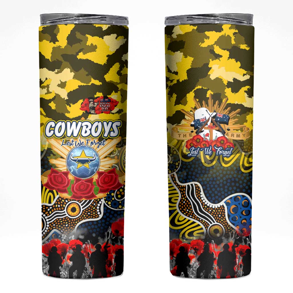 Personalized Cowboys ANZAC Day Skinny Tumbler Australian Army - Lest We Forget