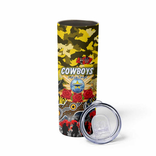 Personalized Cowboys ANZAC Day Skinny Tumbler Australian Army - Lest We Forget