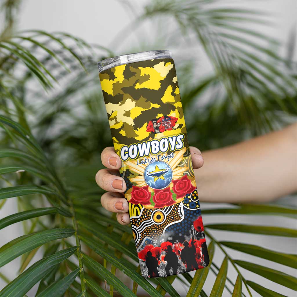Personalized Cowboys ANZAC Day Skinny Tumbler Australian Army - Lest We Forget