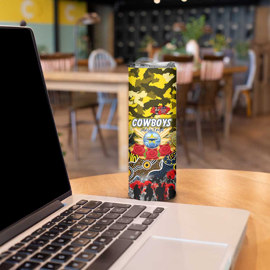 Personalized Cowboys ANZAC Day Skinny Tumbler Australian Army - Lest We Forget