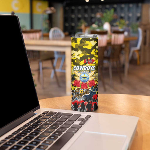 Personalized Cowboys ANZAC Day Skinny Tumbler Australian Army - Lest We Forget
