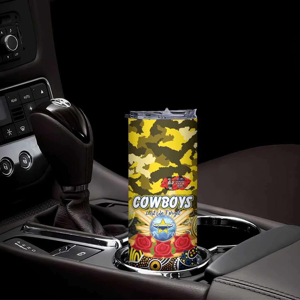 Personalized Cowboys ANZAC Day Skinny Tumbler Australian Army - Lest We Forget