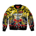 Personalized Cowboys ANZAC Day Sleeve Zip Bomber Jacket Australian Army - Lest We Forget