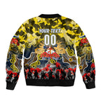 Personalized Cowboys ANZAC Day Sleeve Zip Bomber Jacket Australian Army - Lest We Forget