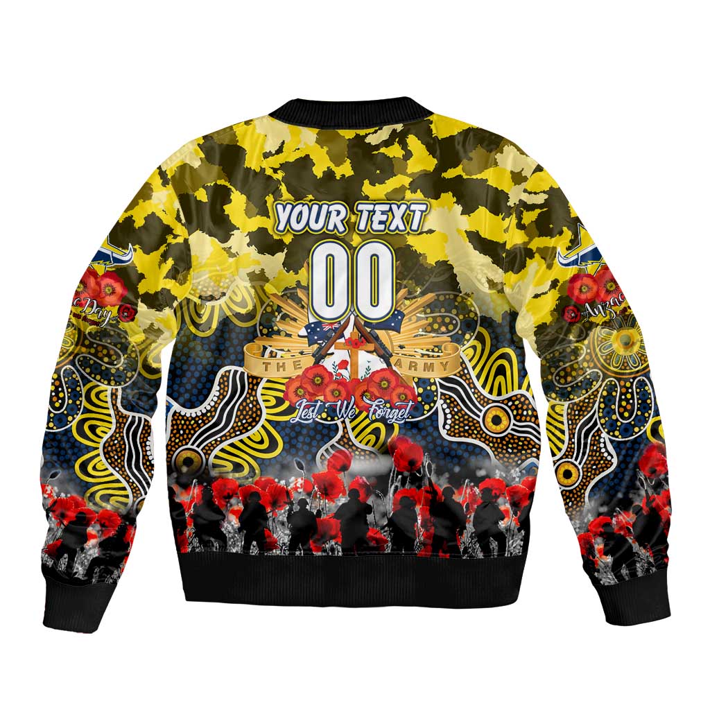 Personalized Cowboys ANZAC Day Sleeve Zip Bomber Jacket Australian Army - Lest We Forget