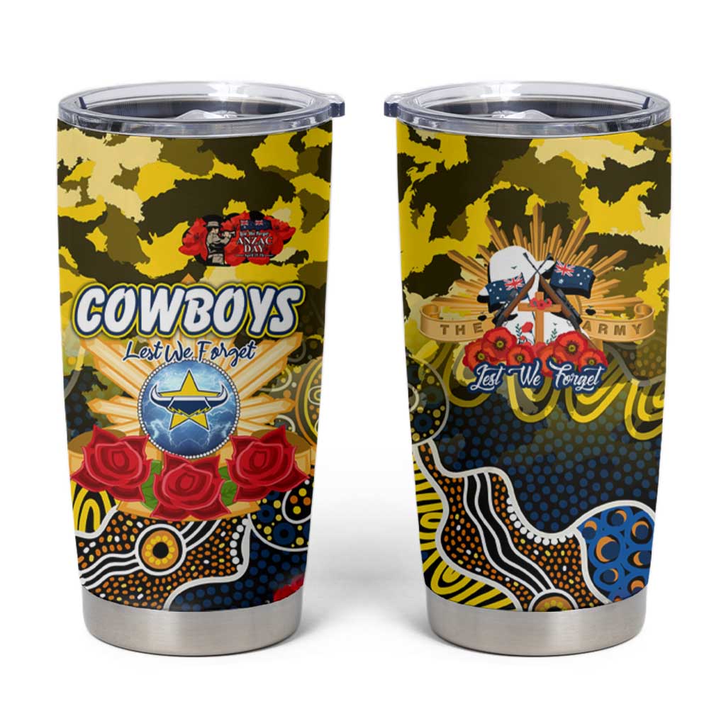 Personalized Cowboys ANZAC Day Tumbler Cup Australian Army - Lest We Forget