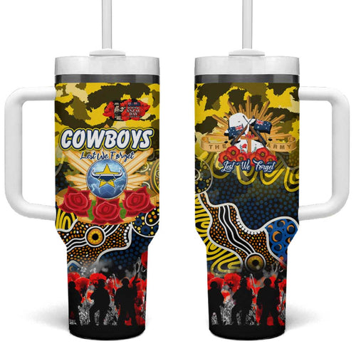 Personalized Cowboys ANZAC Day Tumbler With Handle Australian Army - Lest We Forget