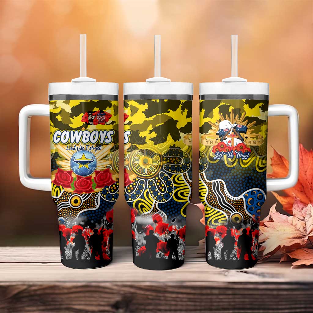 Personalized Cowboys ANZAC Day Tumbler With Handle Australian Army - Lest We Forget