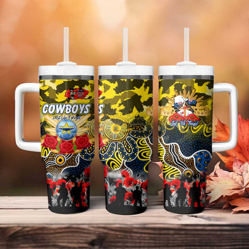 Personalized Cowboys ANZAC Day Tumbler With Handle Australian Army - Lest We Forget