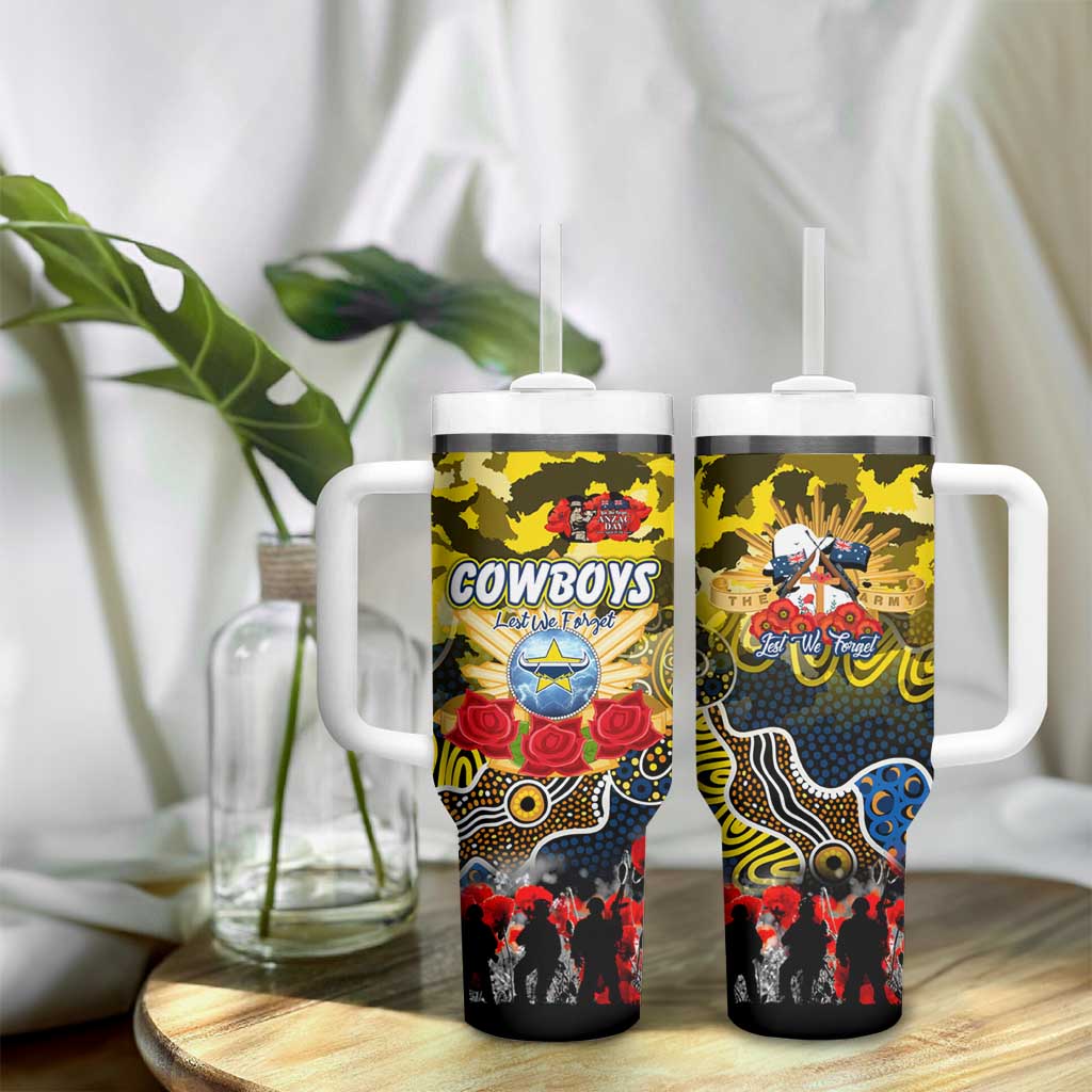 Personalized Cowboys ANZAC Day Tumbler With Handle Australian Army - Lest We Forget