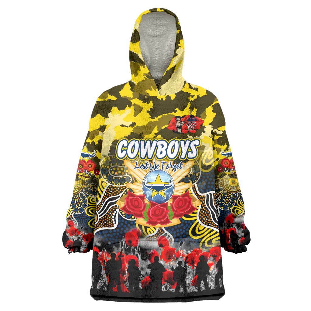 Personalized Cowboys ANZAC Day Wearable Blanket Hoodie Australian Army - Lest We Forget