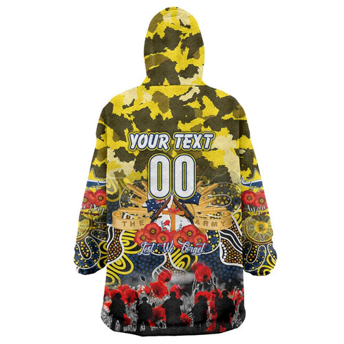 Personalized Cowboys ANZAC Day Wearable Blanket Hoodie Australian Army - Lest We Forget