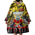 Personalized Cowboys ANZAC Day Wearable Blanket Hoodie Australian Army - Lest We Forget