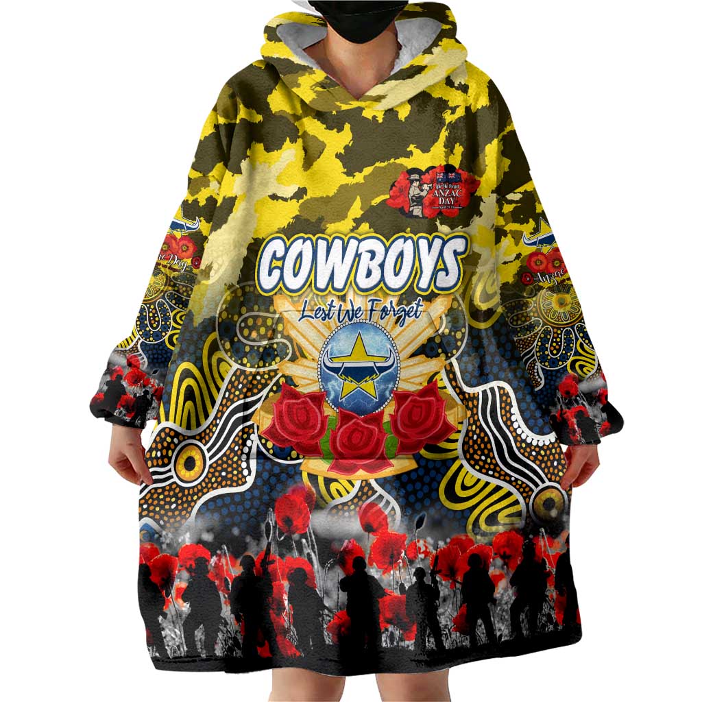 Personalized Cowboys ANZAC Day Wearable Blanket Hoodie Australian Army - Lest We Forget