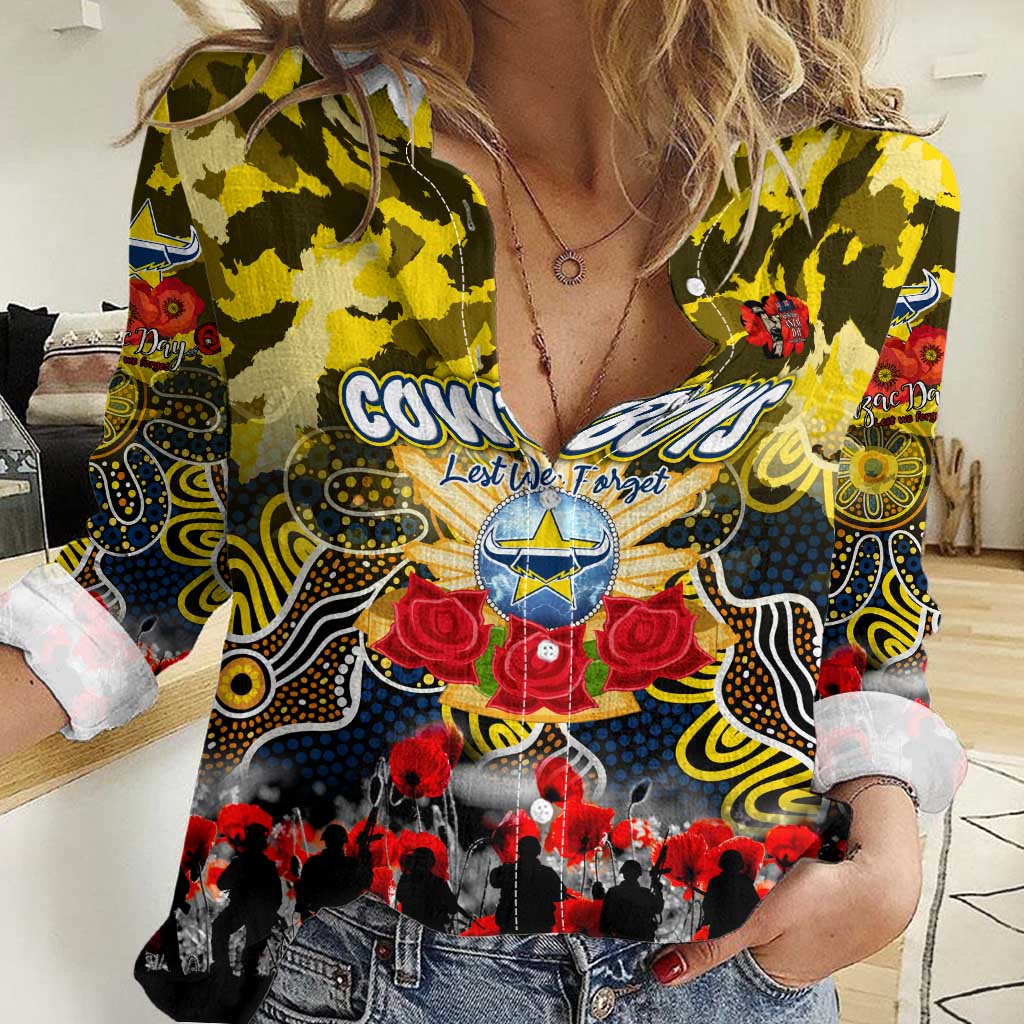 Personalized Cowboys ANZAC Day Women Casual Shirt Australian Army - Lest We Forget