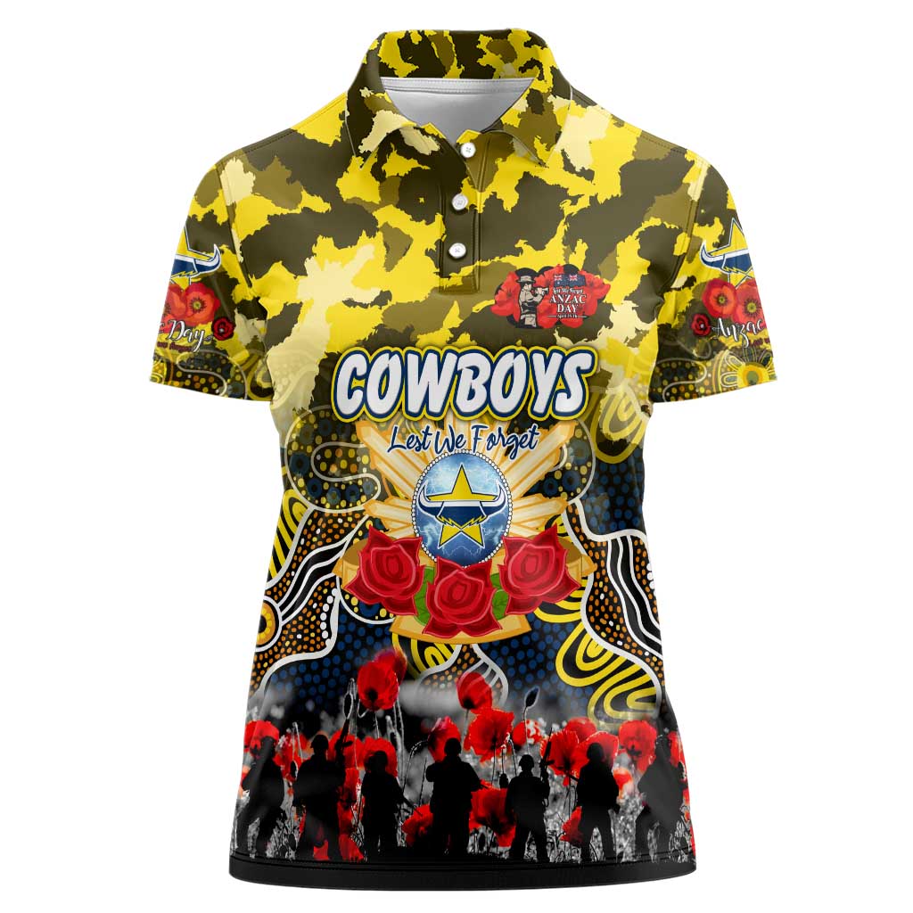 Personalized Cowboys ANZAC Day Women Polo Shirt Australian Army - Lest We Forget
