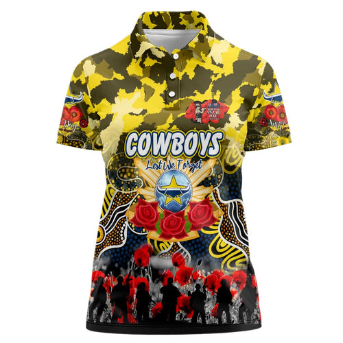 Personalized Cowboys ANZAC Day Women Polo Shirt Australian Army - Lest We Forget