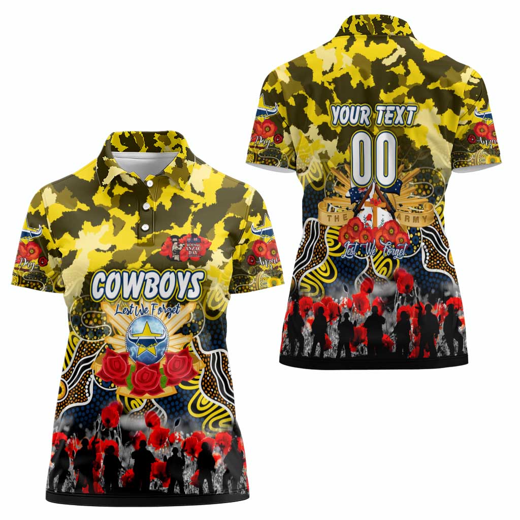 Personalized Cowboys ANZAC Day Women Polo Shirt Australian Army - Lest We Forget