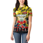 Personalized Cowboys ANZAC Day Women Polo Shirt Australian Army - Lest We Forget