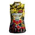 Personalized Cowboys ANZAC Day Women Sleeveless Polo Shirt Australian Army - Lest We Forget