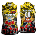 Personalized Cowboys ANZAC Day Women Sleeveless Polo Shirt Australian Army - Lest We Forget