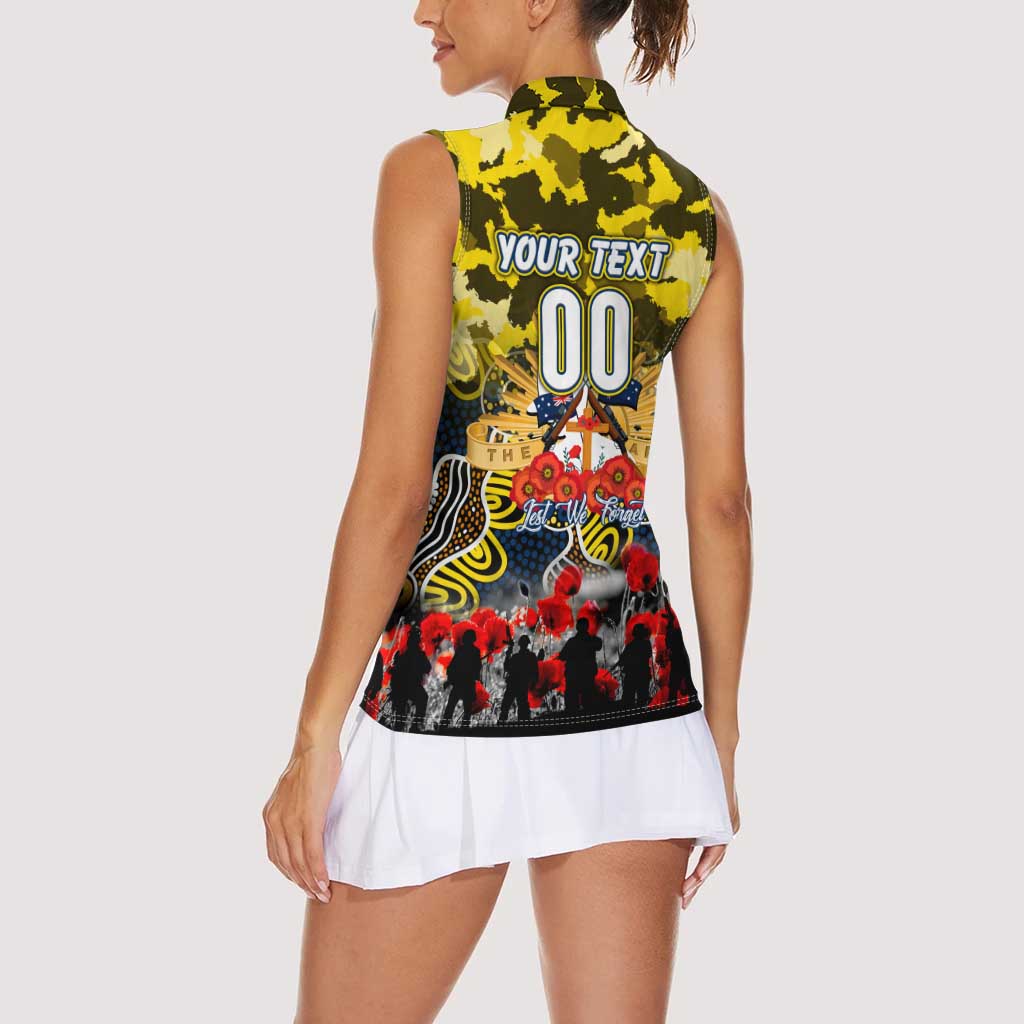 Personalized Cowboys ANZAC Day Women Sleeveless Polo Shirt Australian Army - Lest We Forget