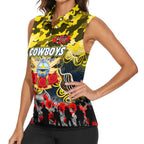Personalized Cowboys ANZAC Day Women Sleeveless Polo Shirt Australian Army - Lest We Forget